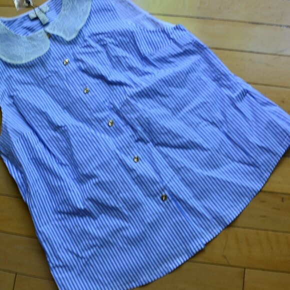 Halston Striped Cotton Top Size L - Picture 3 of 5